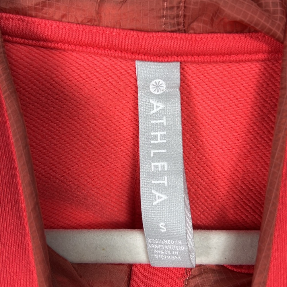 Athleta Coral Orange 1/4 Zip Long Sleeve Hoodie Sweatshirt Small - Picture 3 of 10